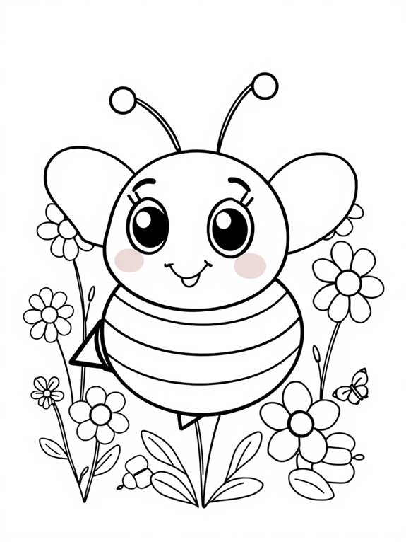 bee themed coloring page