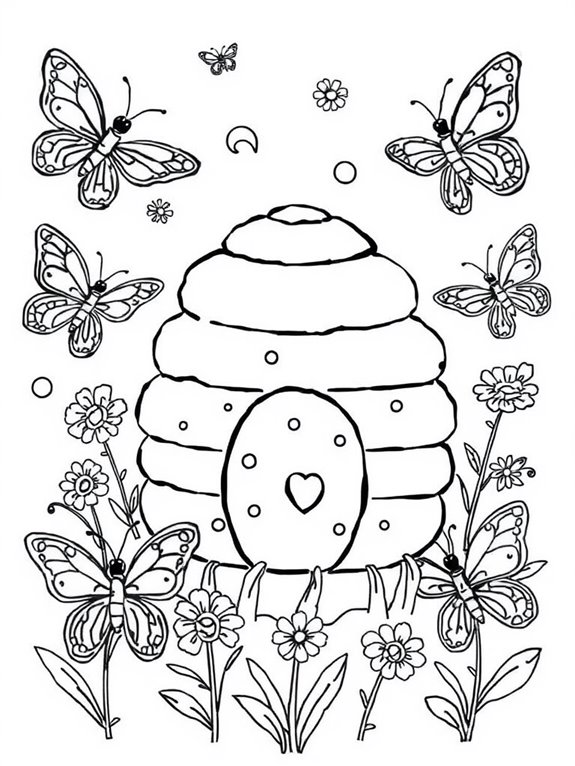 beehive with butterflies design