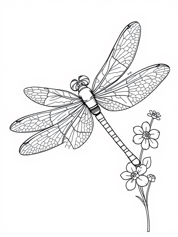 beginner dragonfly coloring page