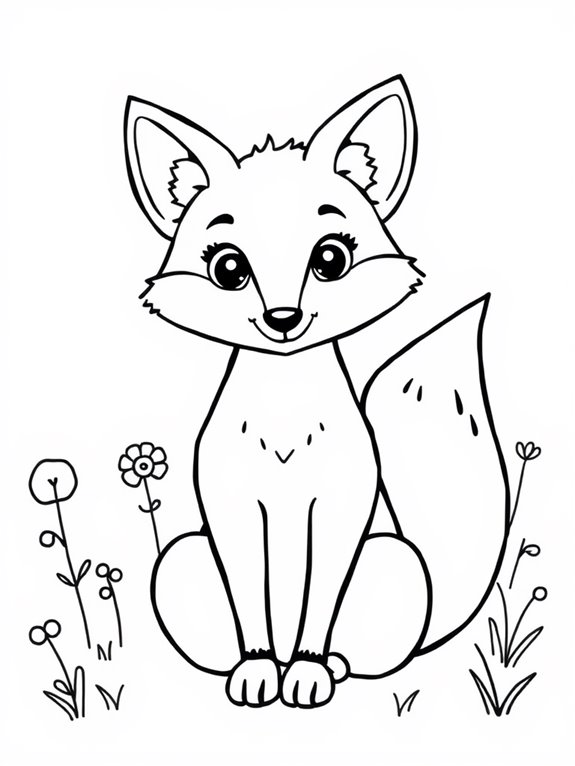 beginner friendly fox coloring page