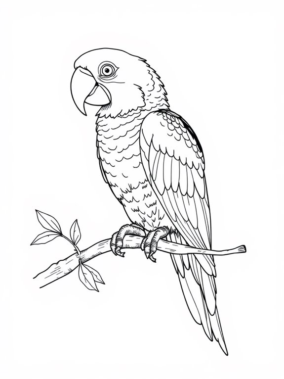 beginner friendly parrots coloring page