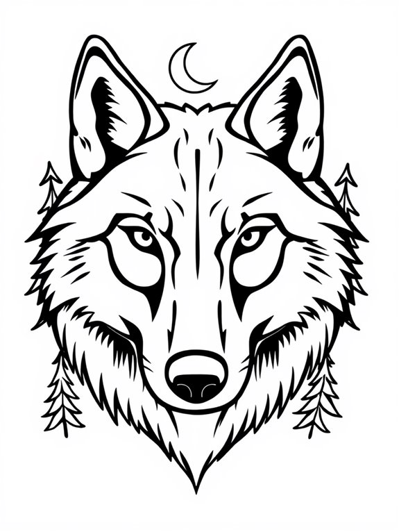 beginner friendly wolf coloring page