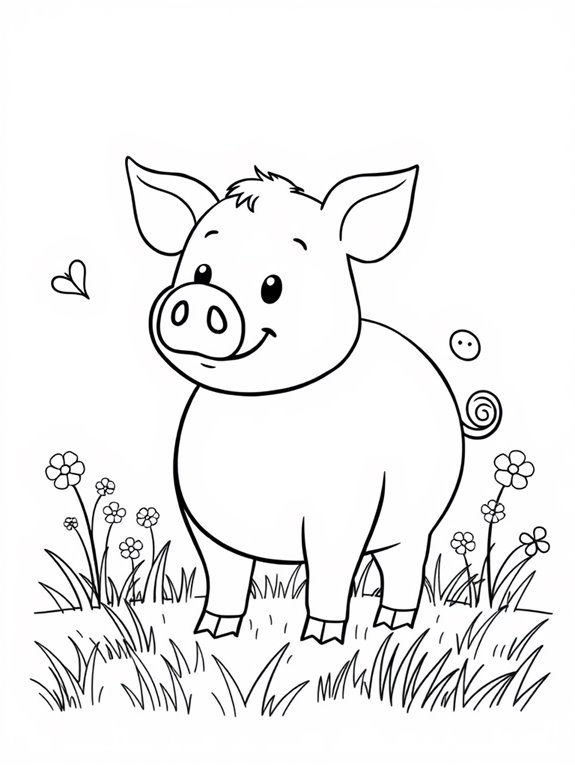 beginner pig coloring page