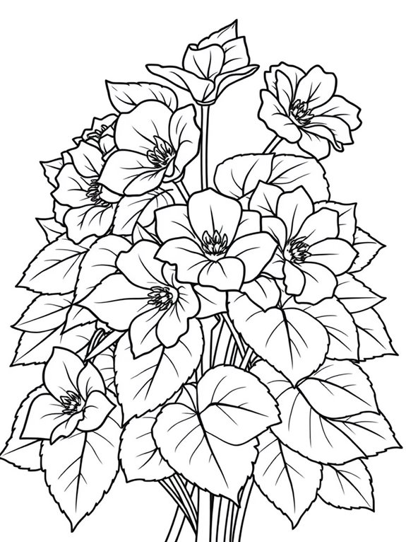 begonias floral coloring page