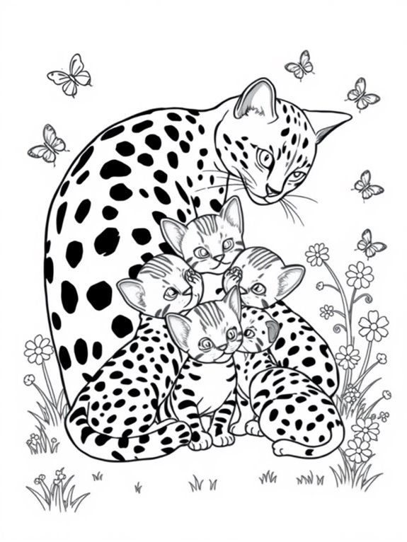 bengal cat family coloring page