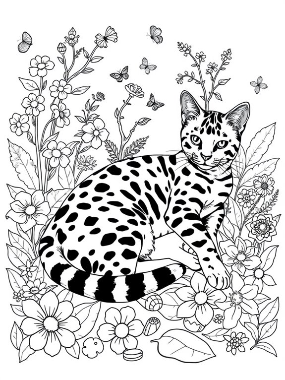 bengal cat garden scene