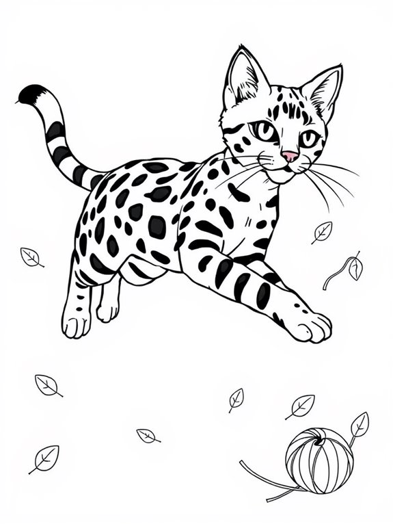 bengal cat jumping illustration