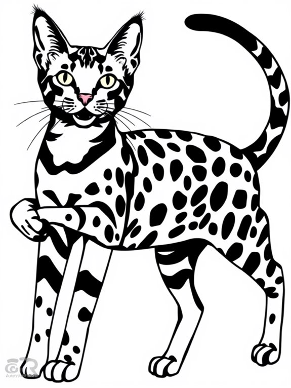 bengal cat outline coloring page