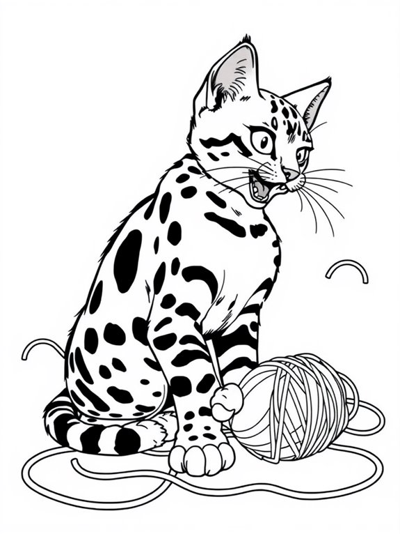 bengal cat yarn play