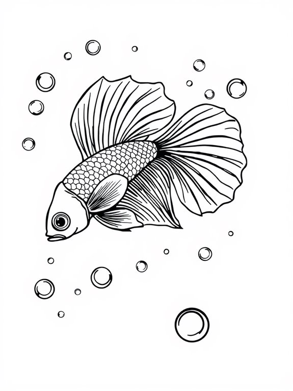 betta fish bubbles coloring page