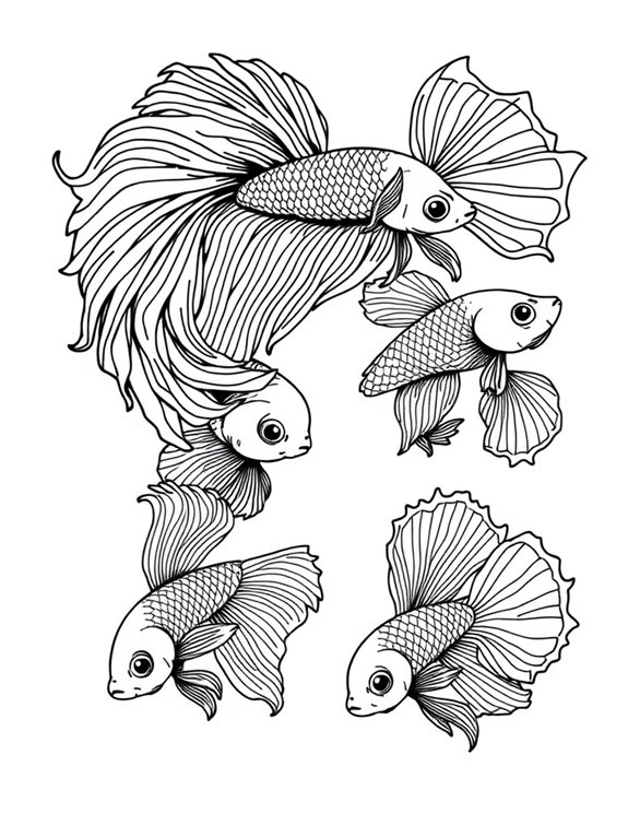 betta fish pose illustrations