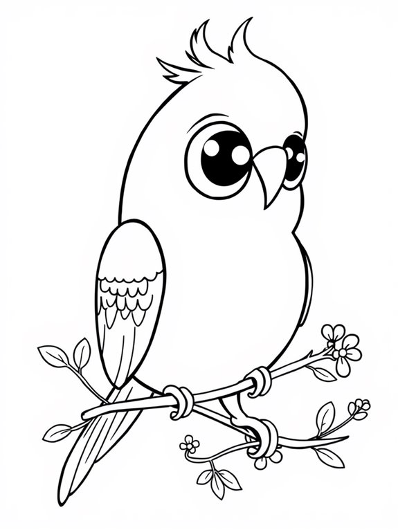 big eyed budgerigar coloring page