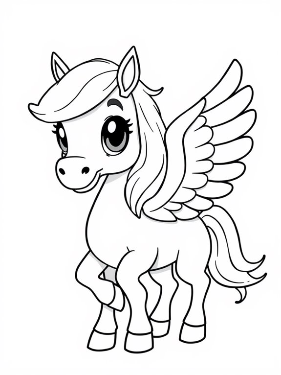 big eyed pegasus coloring page