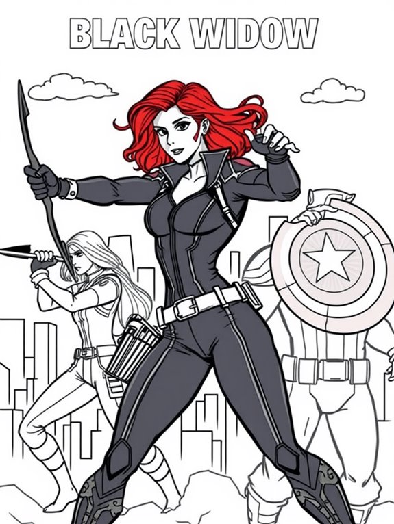 black widow coloring page