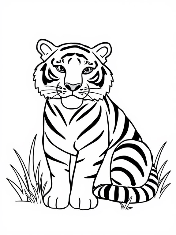 bold outline tiger coloring