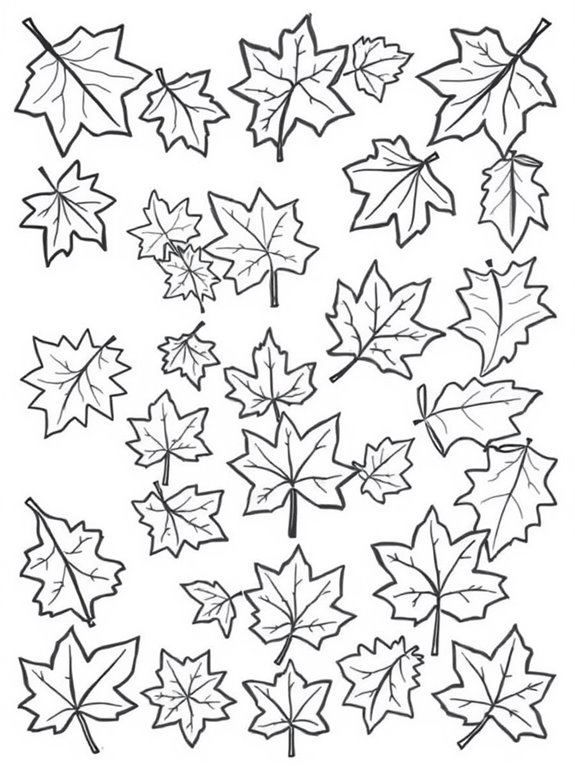 bold outlined autumn leaves