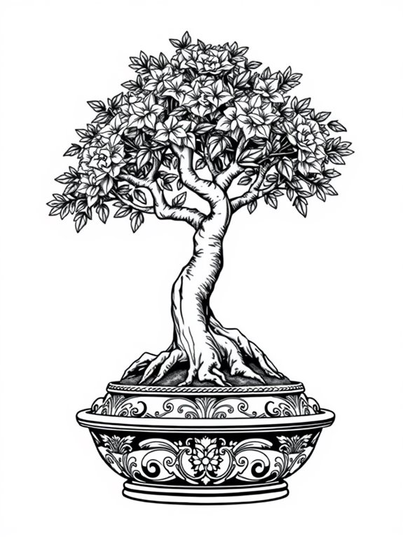 bonsai tree coloring design