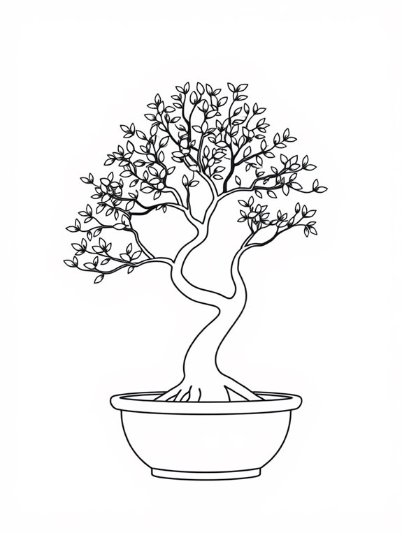 bonsai tree coloring page