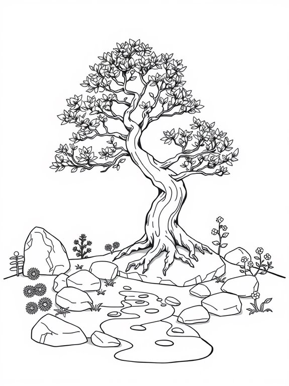 bonsai tree garden scene