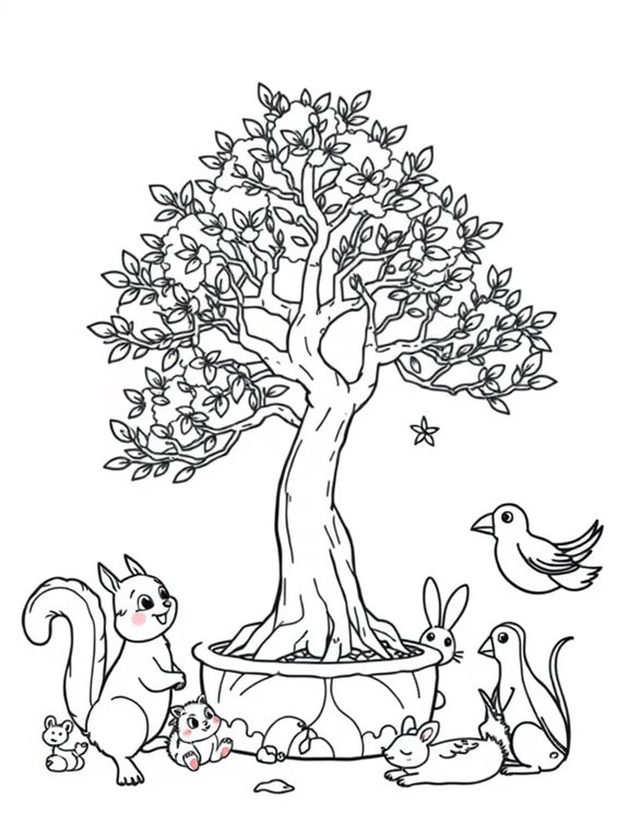 bonsai tree with critters