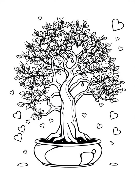 bonsai tree with hearts