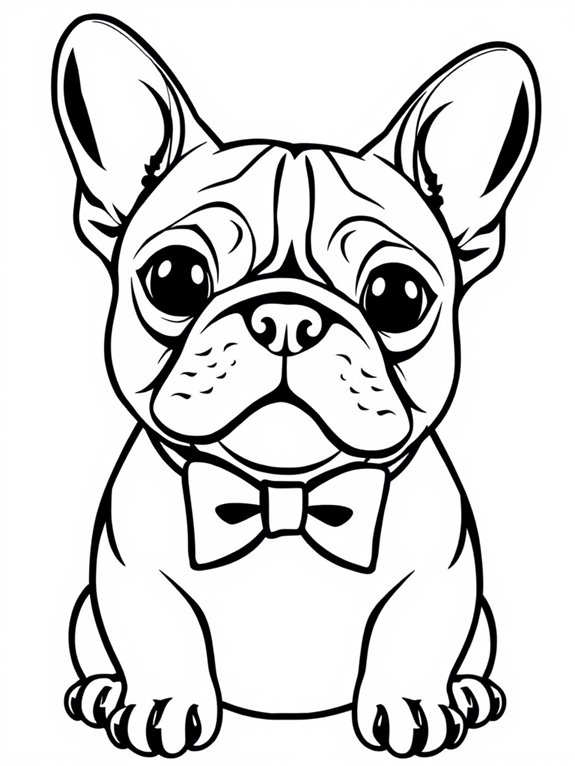 bowtie clad french bulldog illustration