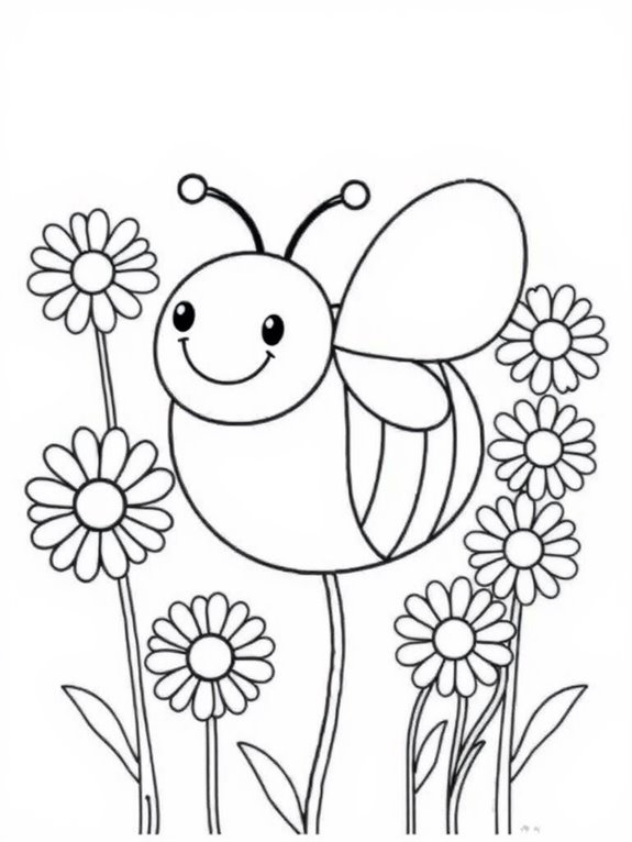 bumblebee among cheerful daisies