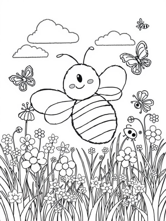 bumblebee meadow friends coloring