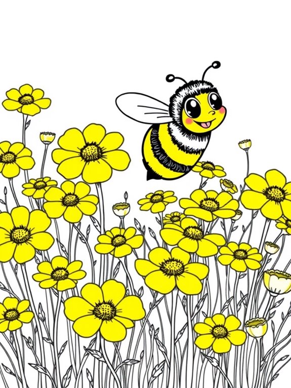 buttercups and bumblebee illustration