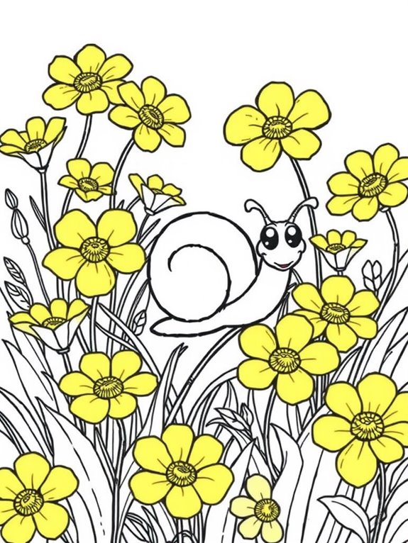 buttercups and cute snail