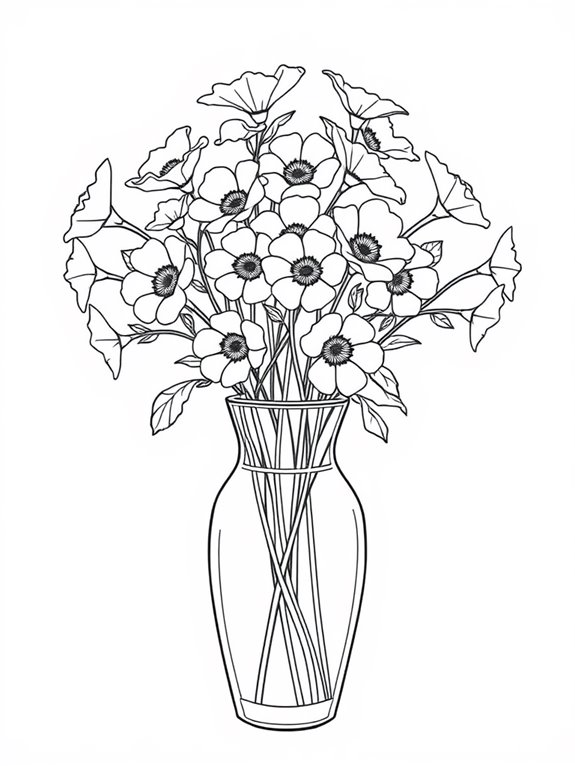 buttercups in vase illustration