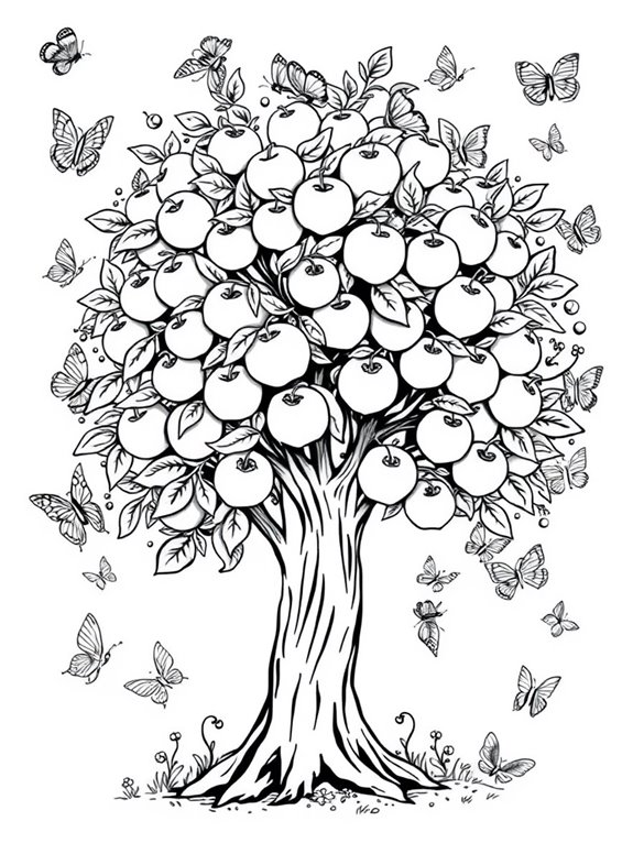 butterflies around apple tree