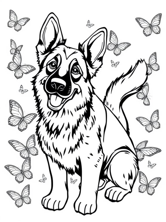 butterfly themed german shepherd coloring