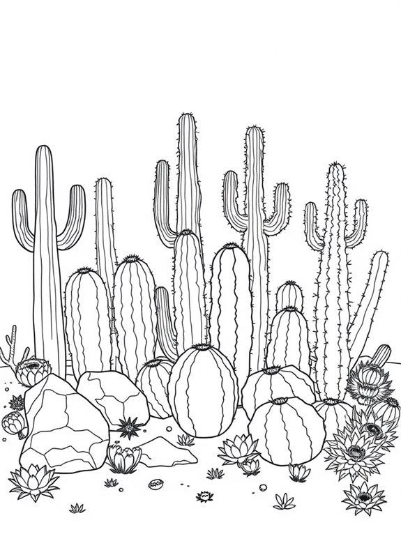 cacti coloring page collection