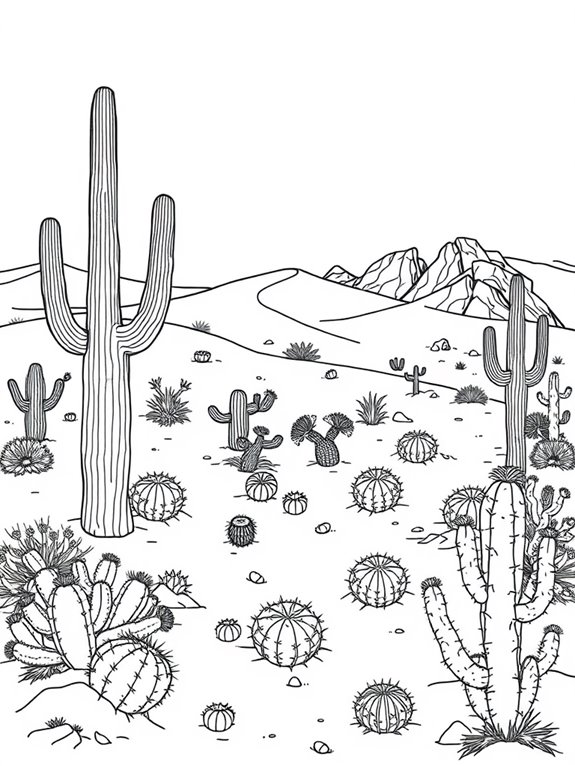 cacti in desert landscape