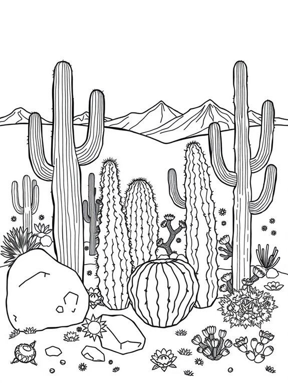 cacti in desert landscape