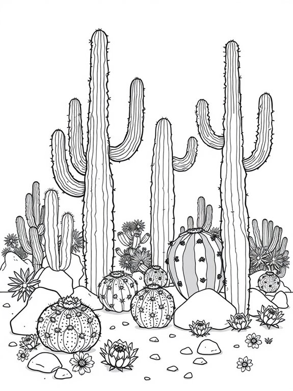 cactus coloring page design