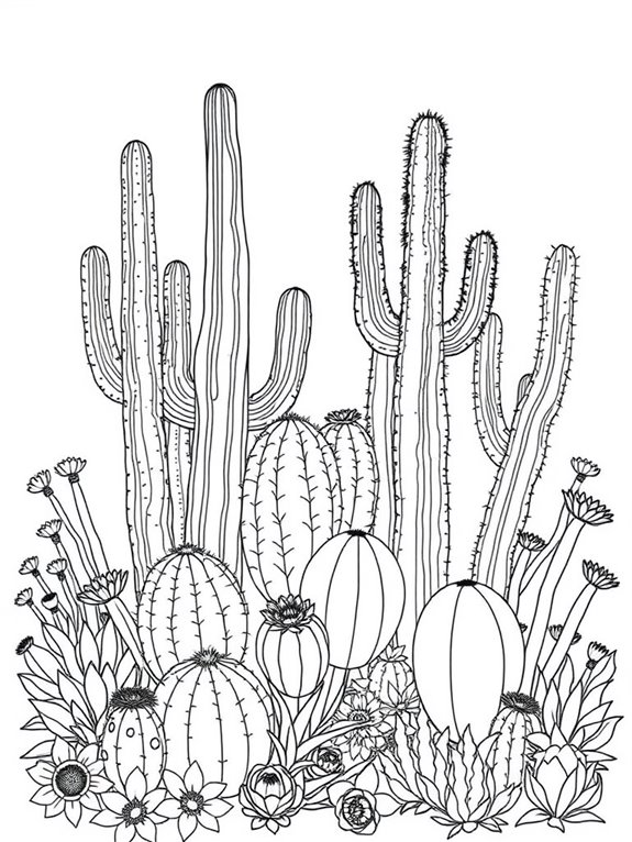 cactus coloring page design