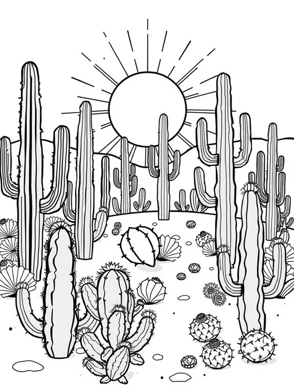 cactus with sun illustration