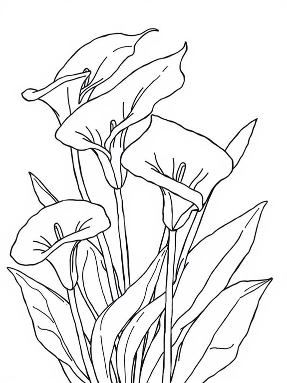 calla lilies coloring page