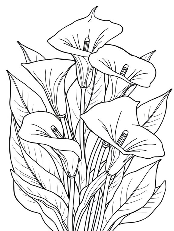 calla lilies coloring page