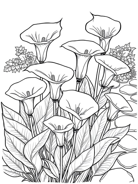 calla lilies garden coloring page