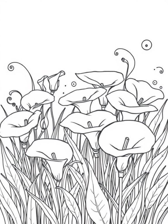 calla lilies meadow coloring