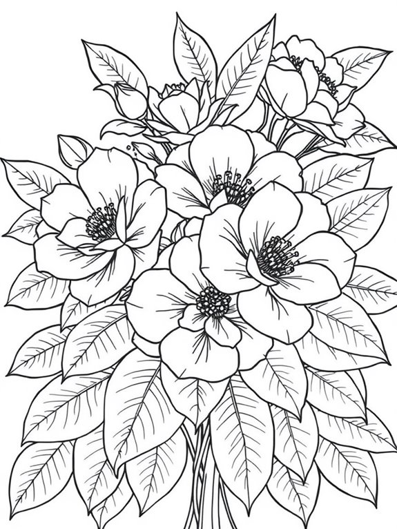 camellia flower coloring page