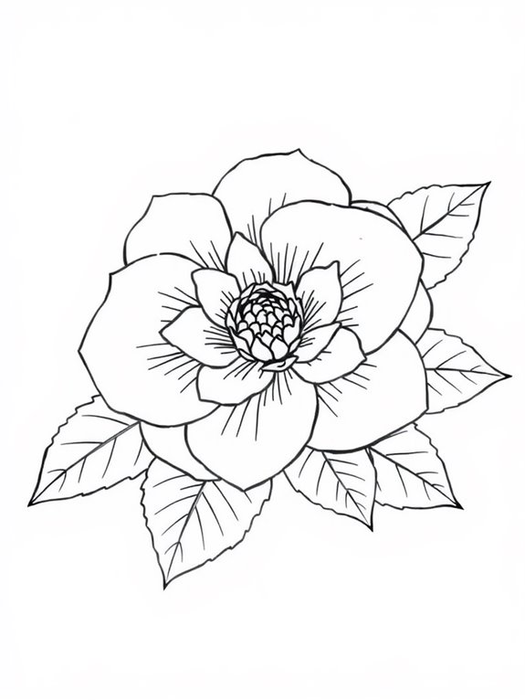 camellias coloring page design