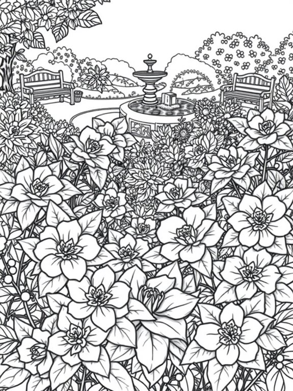 camellias garden coloring activity