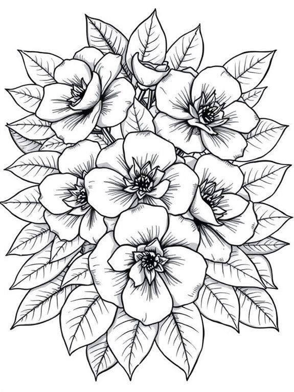 camellias leaf coloring page