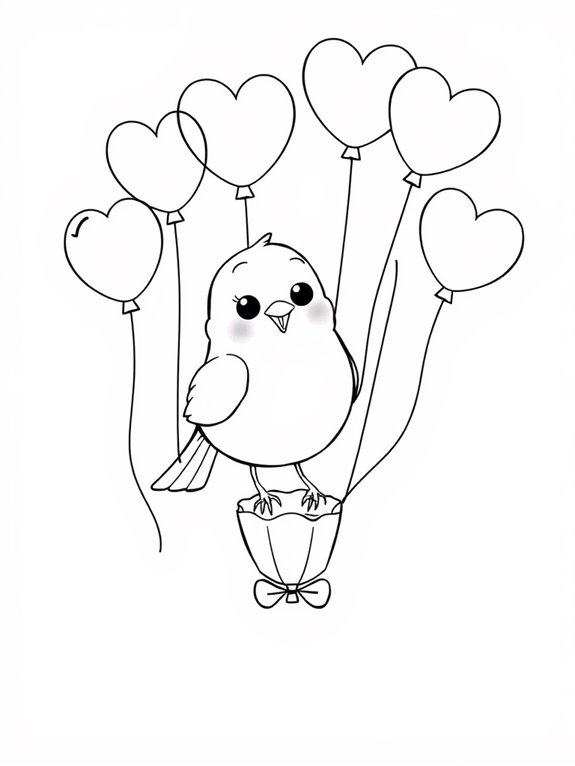 canary flying with balloons