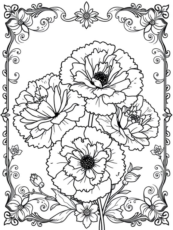 carnations coloring page design