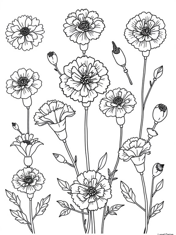 carnations coloring page design